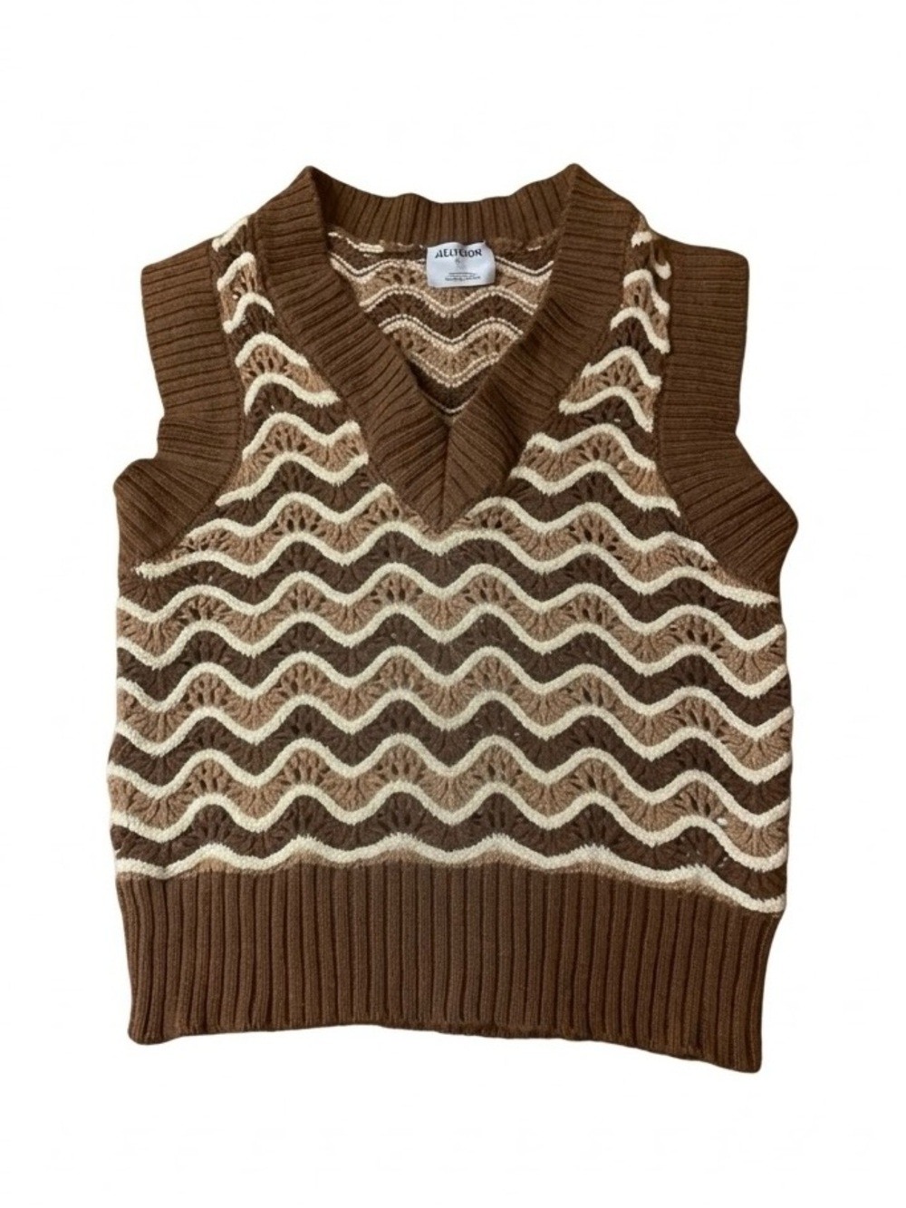 ⚡️A.C.W. Ardene Contemporary Wear Brown Wavy Stripe Knit Sweater Vest Size Small
